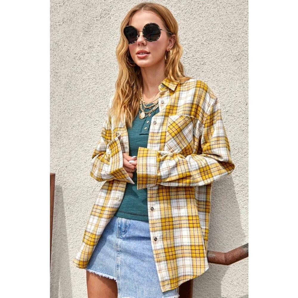 NEW Women's Oversized Cabin Flannel Loose Plaid Shacket